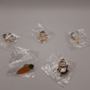 New Enamble lapel pins- girl flag, penguin,  girl flowers, mirror, carrot-pick